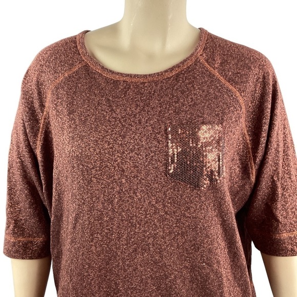 Lane Bryant Sweatshirt Size 18/20 Copper Metallic Half Sleeve - Picture 2 of 6
